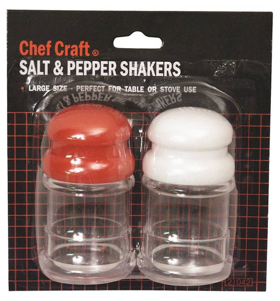 CHEF CRAFT 21042 Salt and Pepper Shaker, Plastic, Clear/Red/White