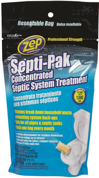 Zep Septi-Pak Series ZSTP2 Septic System Treatment, Solid, Brown, Mild, 4 oz Pouch