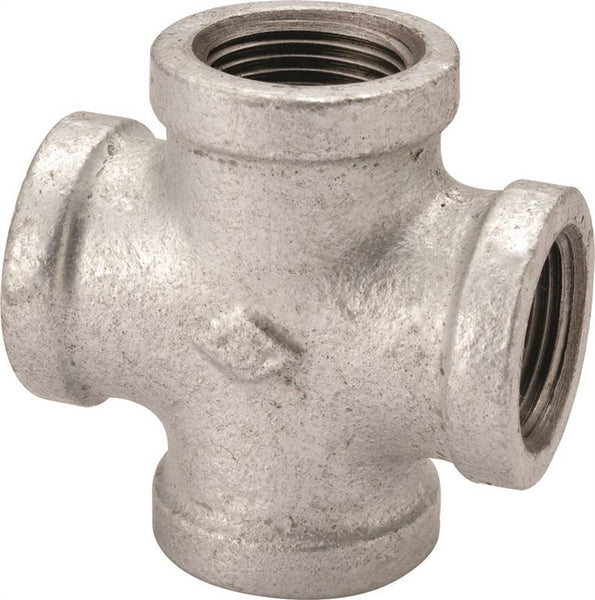 ProSource 0745 Pipe Cross, 1/2 in, Female, Malleable Iron, 40 Schedule, 300 psi Pressure