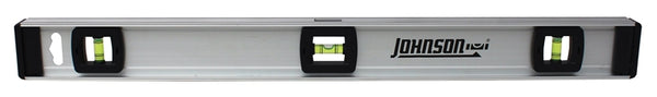 Johnson 1300-2400 I-Beam Level with Rule, 24 in L, 3-Vial, Non-Magnetic, Aluminum, Silver