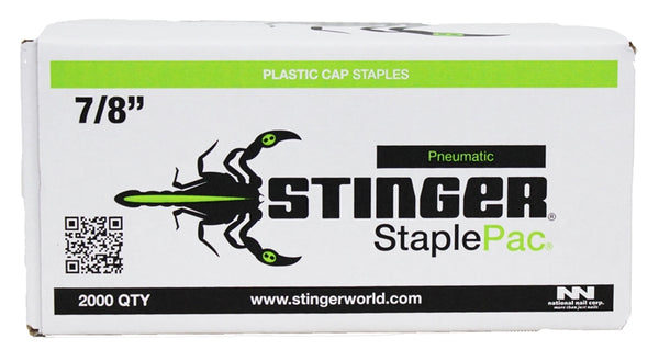 Stinger 136044 Cap Staple, 7/16 in W Crown, 7/8 in L Leg, 18 Gauge, Carbon Steel, Electro-Galvanized