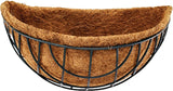 Landscapers Select Wall Basket with Natural Coconut Liner, Half-Circle, 22 lb Capacity, Matte Black