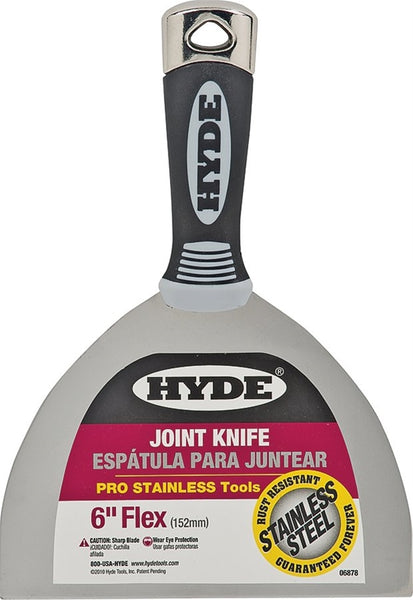 HYDE 06878 Joint Knife, 6 in W Blade, 4-3/16 in L Blade, Stainless Steel Blade, Flexible Blade, Cushion-Grip Handle