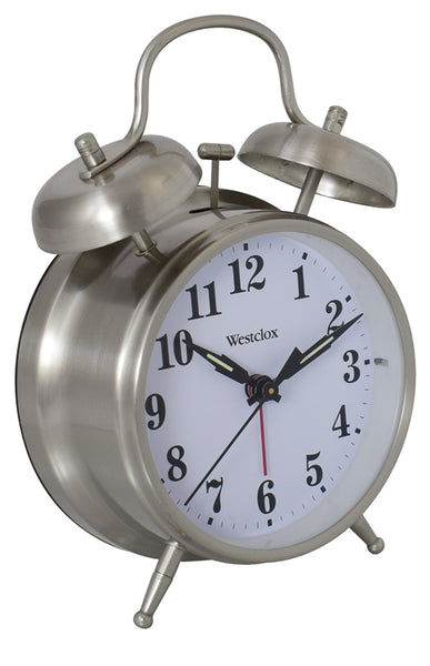 BIG BEN 70010 Alarm Clock, AA Battery, Nickel Case, Silver Case