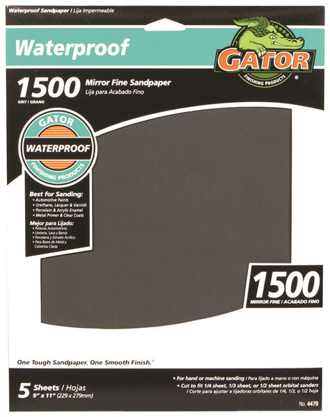 Gator 4470 Sanding Sheet, 9 in L, 11 in W, 1500 Grit, Fine, Silicone Carbide Abrasive