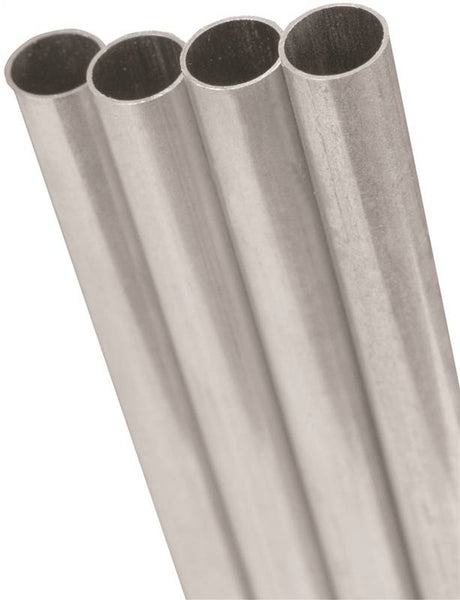 K & S 8101 Decorative Metal Tube, Round, 12 in L, 3/32 in Dia, 0.014 in Wall, Aluminum