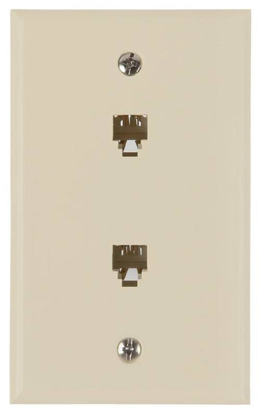 Zenith TW1002DW Telephone Wallplate, 4-1/2 in L, 2-3/4 in W, 2 -Gang, White