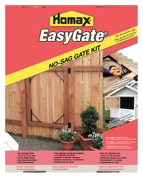 Homax 80099 No-Sag Gate Kit, Steel, Black, Powder-Coated, For: Fence, Driveway, Corral, Shed, Deck Gates