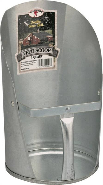 Little Giant 9204 Feed Scoop, 4 qt Capacity, Steel, Galvanized, 6-3/4 in L