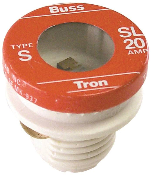 Bussmann SL-20 Plug Fuse, 20 A, 125 V, 10 kA Interrupt, Low Voltage, Time Delay Fuse