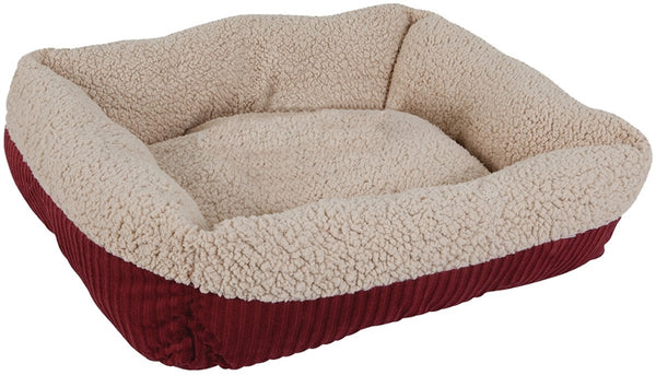 Aspenpet 80136 Pet Lounger, 24 in L, 20 in W, Rectangular, Faux Lambs Wool Plush and Wide Wale Corduroy Fabric Cover