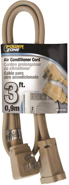 PowerZone OR681503 Extension Cord, SPT-3, Vinyl, Beige, For: Air conditioner and Appliances
