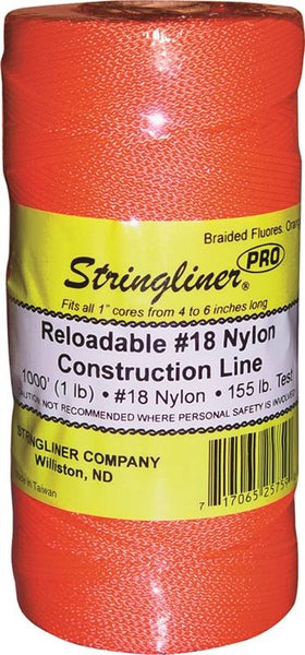 Stringliner Pro Series 35759 Construction Line, #18 Dia, 1000 ft L, 165 lb Working Load, Nylon, Fluorescent Orange