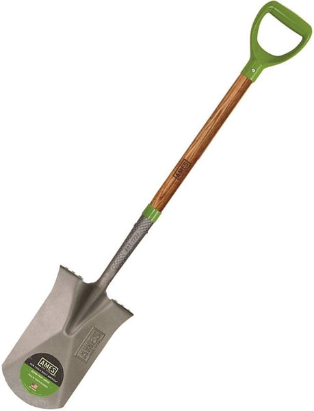 AMES 2593800 Garden Spade, 8-1/4 in W Blade, Steel Blade, Hardwood Handle, D-Shaped Handle, 24 in L Handle