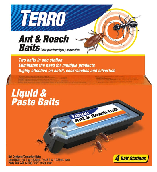 TERRO T360 Ant and Roach Bait, 1.44 fl-oz Liquid, 0.28 oz Paste Pack