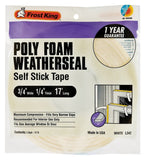 Frost King L342H Foam Tape, 3/4 in W, 17 ft L, 1/4 in Thick, Polyfoam, White