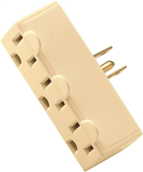 Eaton Wiring Devices BP1147V Outlet Adapter, 2 -Pole, 15 A, 125 V, 3 -Outlet, NEMA: NEMA 5-15R, Ivory