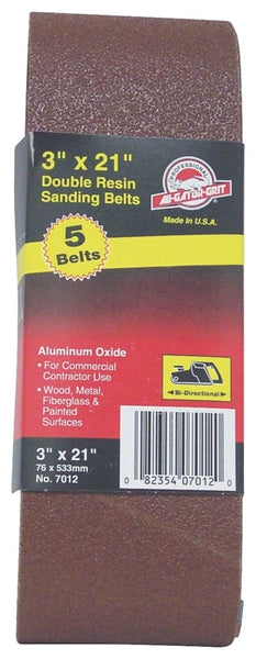 Gator 7011 Sanding Belt, 3 in W, 21 in L, 80 Grit, Medium, Aluminum Oxide Abrasive