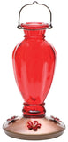 Perky-Pet 8133-2 Bird Feeder, Daisy Vase Vintage, 18 oz, 4-Port/Perch, Glass, Red, 12.7 in H