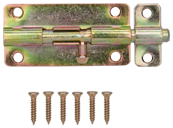 ProSource BH-101-PS Lockable Barrel Bolt, 0.31 Dia in Bolt Head, 4 in L Bolt, Steel, Satin Brass