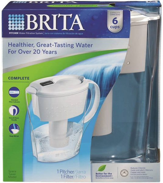 Brita 35250/35566 Water Filter Pitcher, 40 oz Capacity, White
