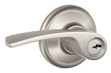 Schlage F Series F51VMER619 Entry Door Lock, 2 Grade, Keyed Key, Metal, Satin Nickel, Lever Handle, Reversible Hand