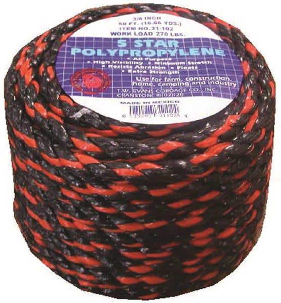 T.W. Evans Cordage 31-133 Truck Rope, 1/2 in Dia, 100 ft L, 270 lb Working Load, Polypropylene