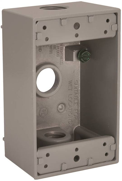 BELL 5320-0 Weatherproof Box, 3 -Outlet, 1 -Gang, Aluminum, Gray, Powder-Coated