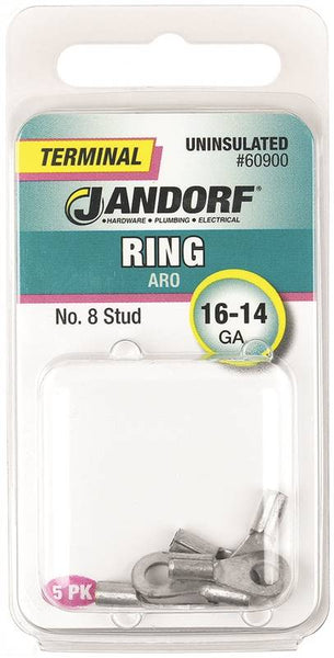 Jandorf 60900 Ring Terminal, 16 to 14 AWG Wire, #8 Stud, Copper Contact