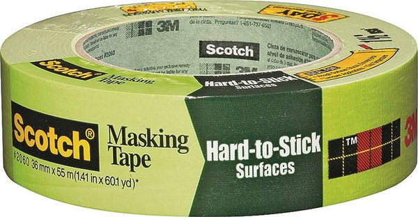 Scotch 2060-1-1/2 Masking Painter's Tape, 60.1 yd L, 1.41 in W, Paper Backing, Green
