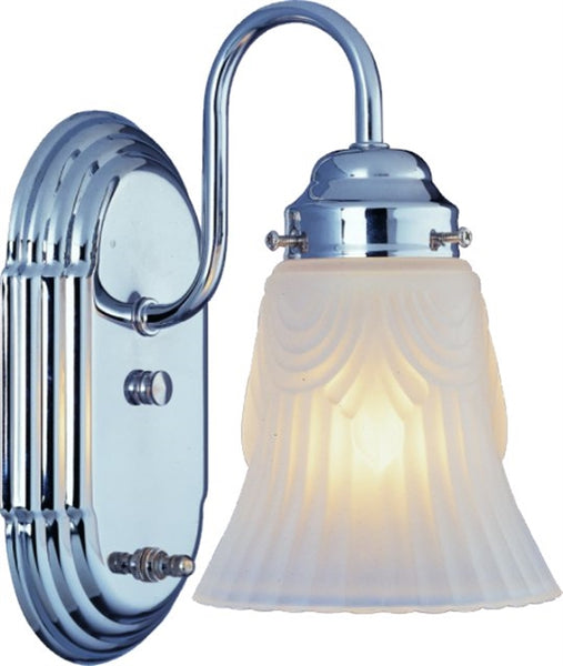 Boston Harbor RF-V-026-CH Vanity Light Fixture, 60 W, 1-Lamp, A19 or CFL Lamp, Steel Fixture, Chrome Fixture