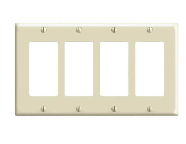 Decora 80412-I Wallplate, 4-1/2 in L, 8.19 in W, 4 -Gang, Plastic, Ivory