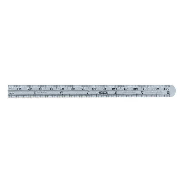 GENERAL 305ME Precision Measuring Ruler with Graduations, SAE/Metric Graduation, Stainless Steel, Black, 15/32 in W