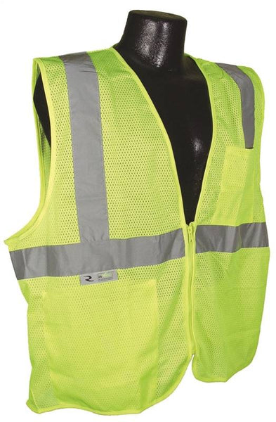 RADWEAR SV2ZGM-XL Economical Safety Vest, XL, Unisex, Fits to Chest Size: 28 in, Polyester, Green/Silver