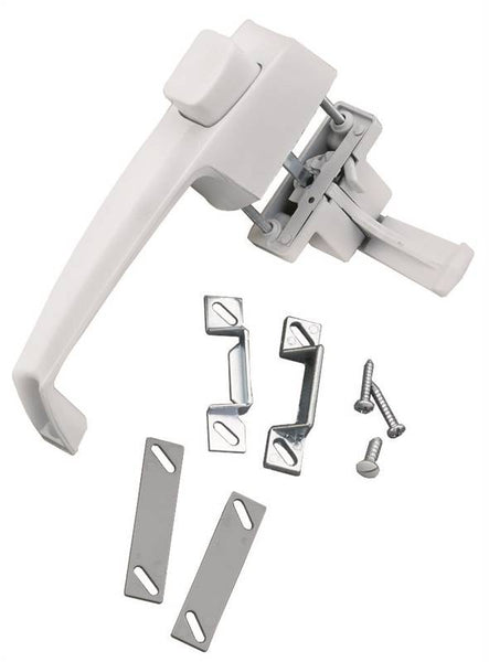 Wright Products V333WH Pushbutton Latch, 3/4 to 1-1/4 in Thick Door, For: Out-Swinging Wood/Metal Screen, Storm Doors