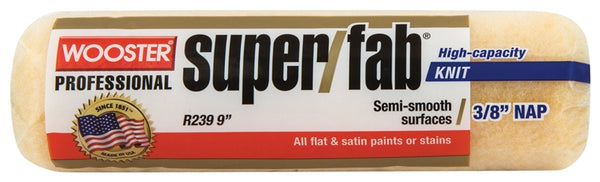 WOOSTER R239-9 Paint Roller Cover, 3/8 in Thick Nap, 9 in L, Knit Fabric Cover, Golden Yellow