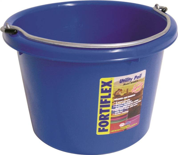 FORTEX-FORTIFLEX N4008BL Utility Pail, 8 qt Volume, Fortalloy Rubber Polymer, Blue