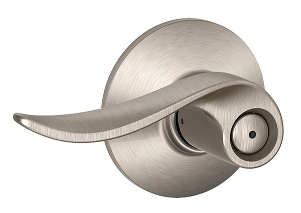 Schlage Sacramento Series F40VSAC619 Privacy Door Lever, 5-3/8 in L Lever, Metal, Satin Nickel