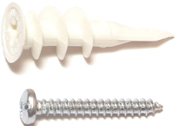 MIDWEST FASTENER 10421 Wall Anchor with Screw, #8 Thread, 1-1/4 in L, Plastic