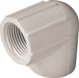 LASCO 407007BC Pipe Elbow, 3/4 in, Slip x FPT, 90 deg Angle, PVC, White, SCH 40 Schedule