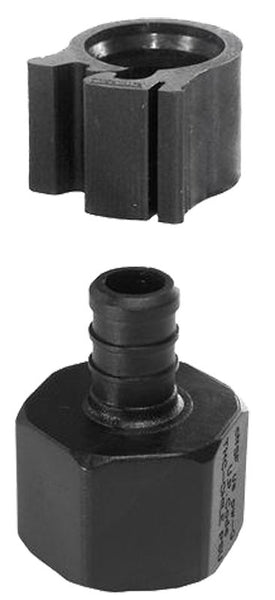 Flair-It PEXLOCK 30841 Pipe Adapter with Clamp, 1/2 in, Female, Polysulfone, Black, 100 psi Pressure