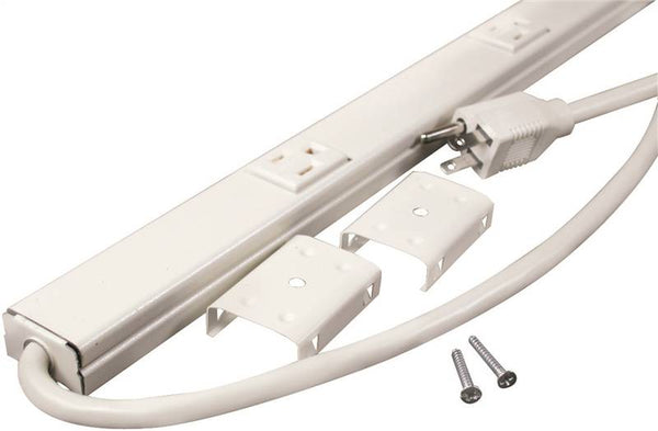 Wiremold Plugmold PM36C Cord Ended Strip, 6 ft L Cable, 6 -Socket, 15 A, 125 V, Ivory