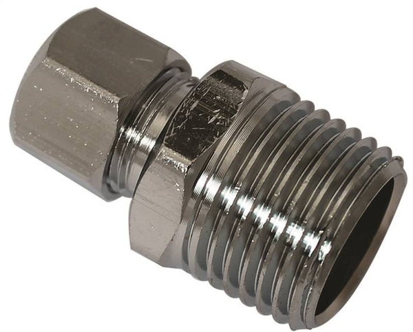 Plumb Pak PP74PCLF Straight Adapter, 1/2 x 3/8 in, MIP x Compression, Chrome
