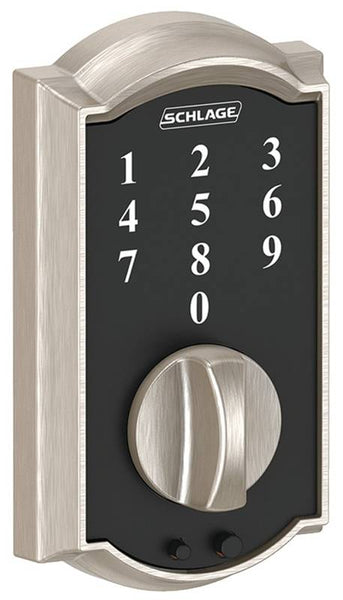 Schlage BE375 CAM 619 Deadbolt, 2 Grade, Satin Nickel, 2-3/8 x 2-3/4 in Backset, 1-3/8 to 1-3/4 in Thick Door