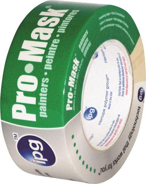 IPG 5203-1.5 Painters Masking Tape, 60 yd L, 1.4 in W, Crepe Paper Backing, Beige