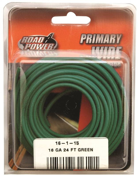 Road Power 56422033/16-1-15 Electrical Wire, 16 AWG Wire, 25/60 V, Copper Conductor, Green Sheath, 24 ft L