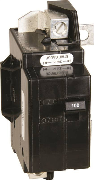 Square D QO QOM100VHCP Circuit Breaker, Primary, 100 A, 2 -Pole, 120/240 V, Plug Mounting, Black