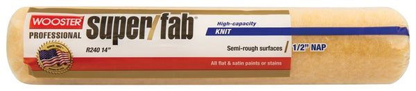 WOOSTER R240-14 Paint Roller Cover, 1/2 in Thick Nap, 14 in L, Fabric Cover, Golden Yellow
