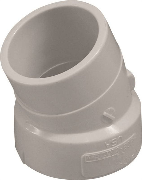 CANPLAS 192562 Street Pipe Elbow, 2 in, Spigot x Hub, 22.5 deg Angle, PVC, White