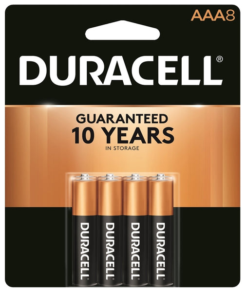 DURACELL MN2400B8Z Battery, 1.5 V Battery, 1.15 Ah, AAA Battery, Alkaline, Manganese Dioxide